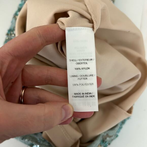 Aidan Mattox Dress Womens 2 All Over Sequin Beaded Blue Holiday Formal Event - Picture 7 of 9